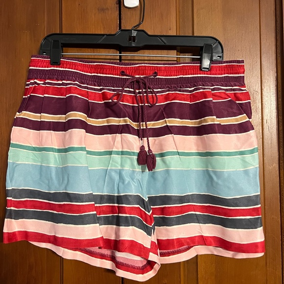 LOFT Pants - Loft Striped Viscose Pull On Shorts Drawstring Size Medium‎